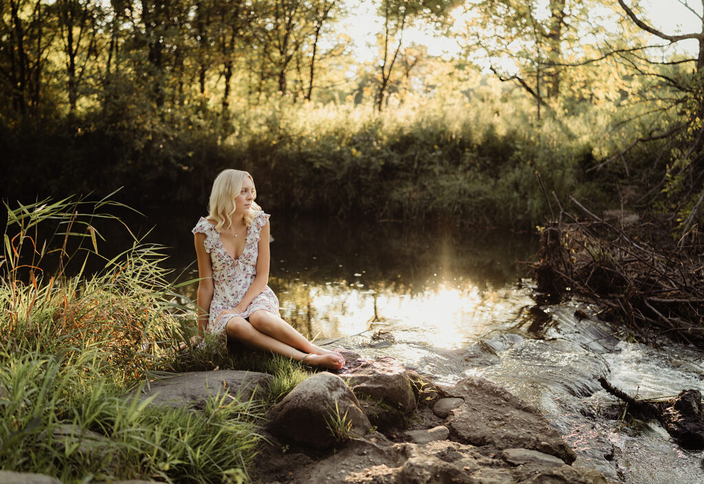 Creek Senior Pictures at LeRoy Oakes Forest Preserve